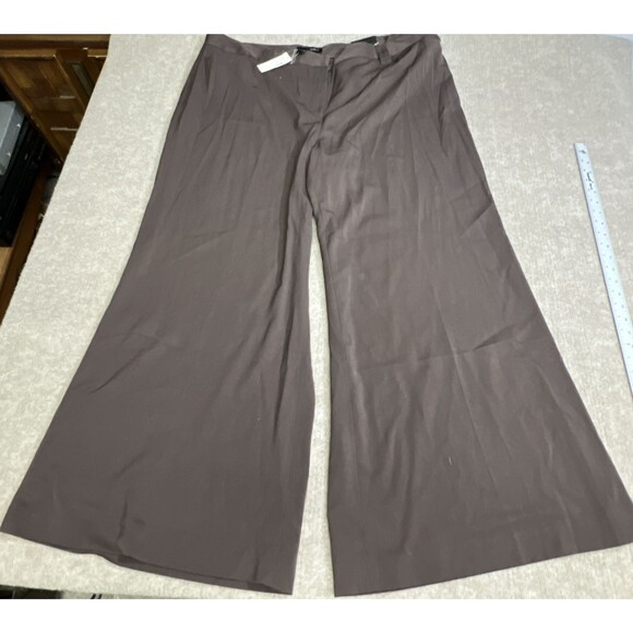 NWT Lane Bryant Chelsea Pants Women 24W Brown Wide Leg Trousers Career Workwear - Picture 1 of 8